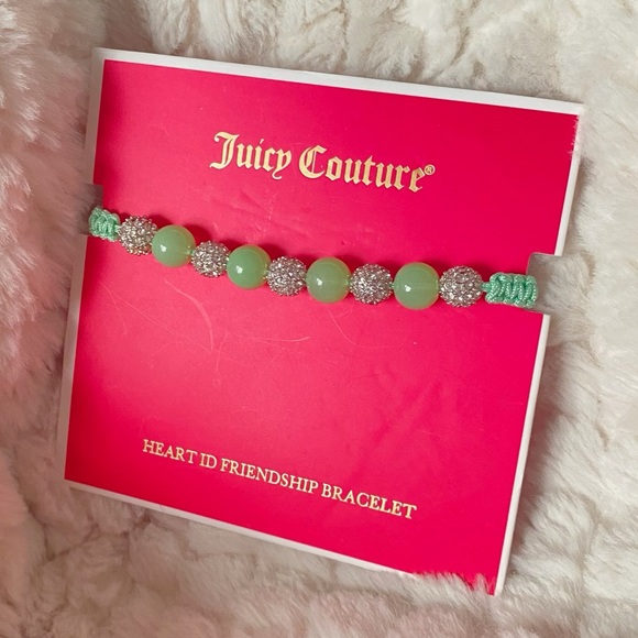 Juicy Couture Green Rope Crystal Brads Friendship Adjustable Bracelet NWT - Picture 6 of 6